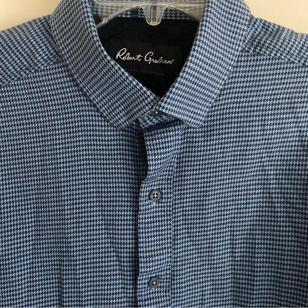 Robert Graham Blue Casual Button Down Shirt Classic Collar